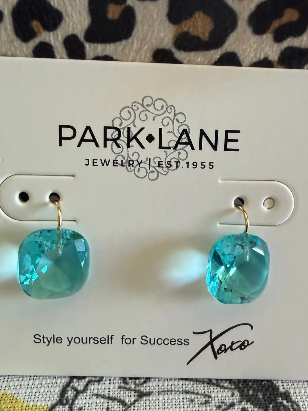 Park Lane Turquoise Crystal Cushion Drop Earrings